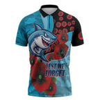 Cronulla-Sutherland Sharks ANZAC Personalised Zipper Polo Shirt Lest We Forget Poppy Camo