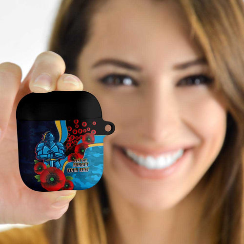 Gold Coast Titans ANZAC Personalised AirPods Case Lest We Forget Poppy Camo