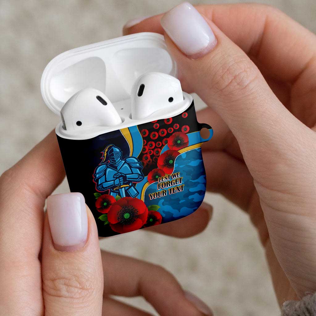 Gold Coast Titans ANZAC Personalised AirPods Case Lest We Forget Poppy Camo