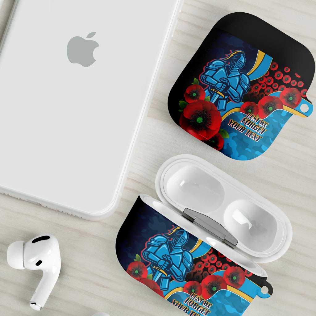 Gold Coast Titans ANZAC Personalised AirPods Case Lest We Forget Poppy Camo