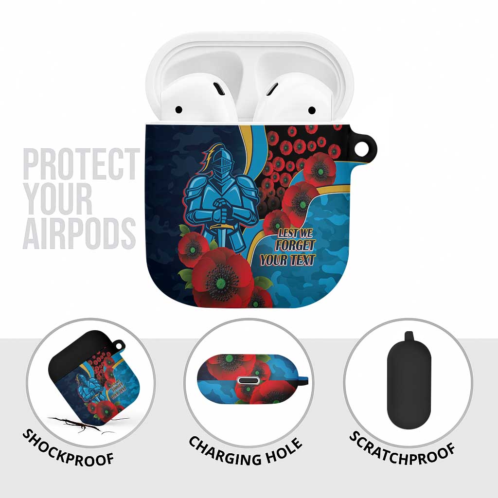 Gold Coast Titans ANZAC Personalised AirPods Case Lest We Forget Poppy Camo