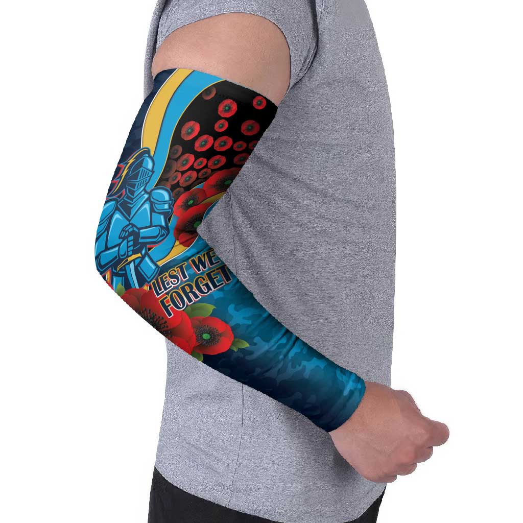 Gold Coast Titans ANZAC Personalised Arm Sleeves Lest We Forget Poppy Camo