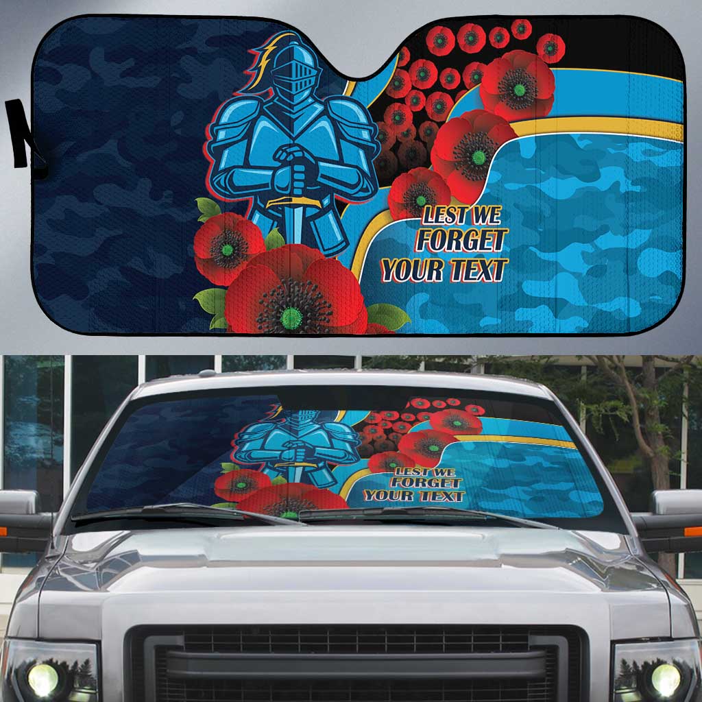 Gold Coast Titans ANZAC Personalised Auto Sun Shade Lest We Forget Poppy Camo