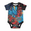 Gold Coast Titans ANZAC Personalised Baby Onesie Lest We Forget Poppy Camo