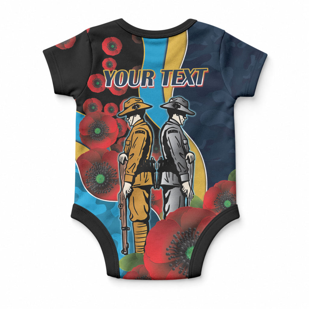 Gold Coast Titans ANZAC Personalised Baby Onesie Lest We Forget Poppy Camo
