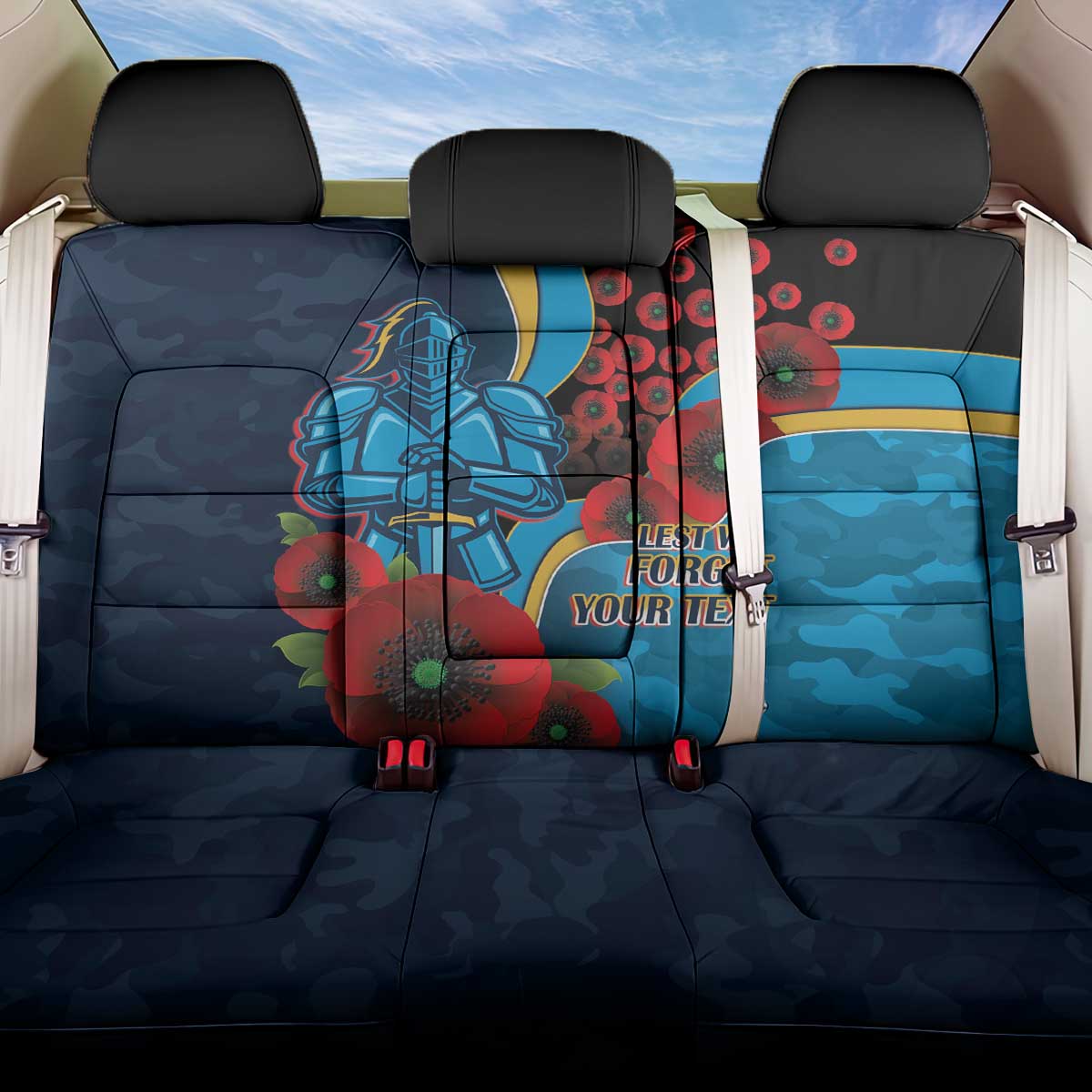 Gold Coast Titans ANZAC Personalised Back Car Seat Cover Lest We Forget Poppy Camo