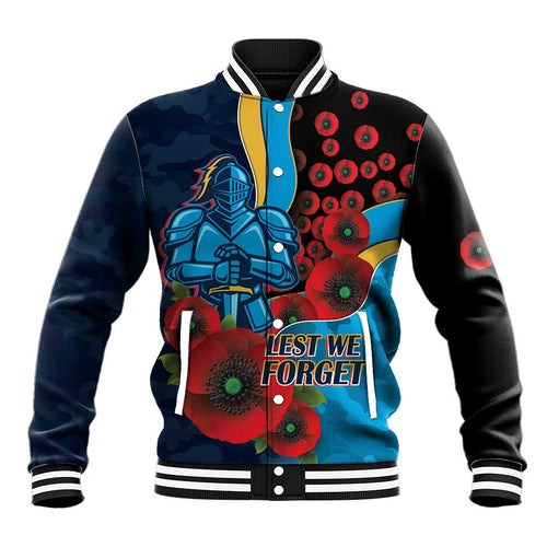 Gold Coast Titans ANZAC Personalised Baseball Jacket Lest We Forget Poppy Camo