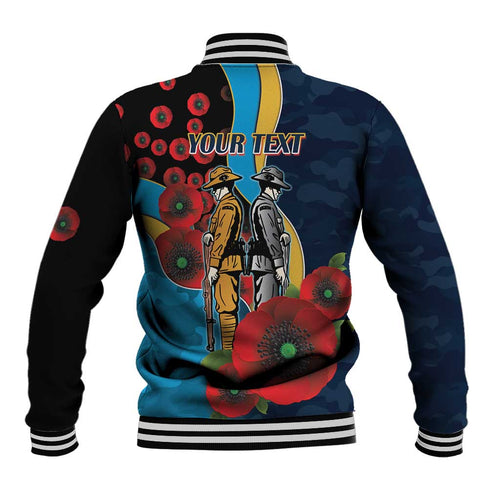 Gold Coast Titans ANZAC Personalised Baseball Jacket Lest We Forget Poppy Camo