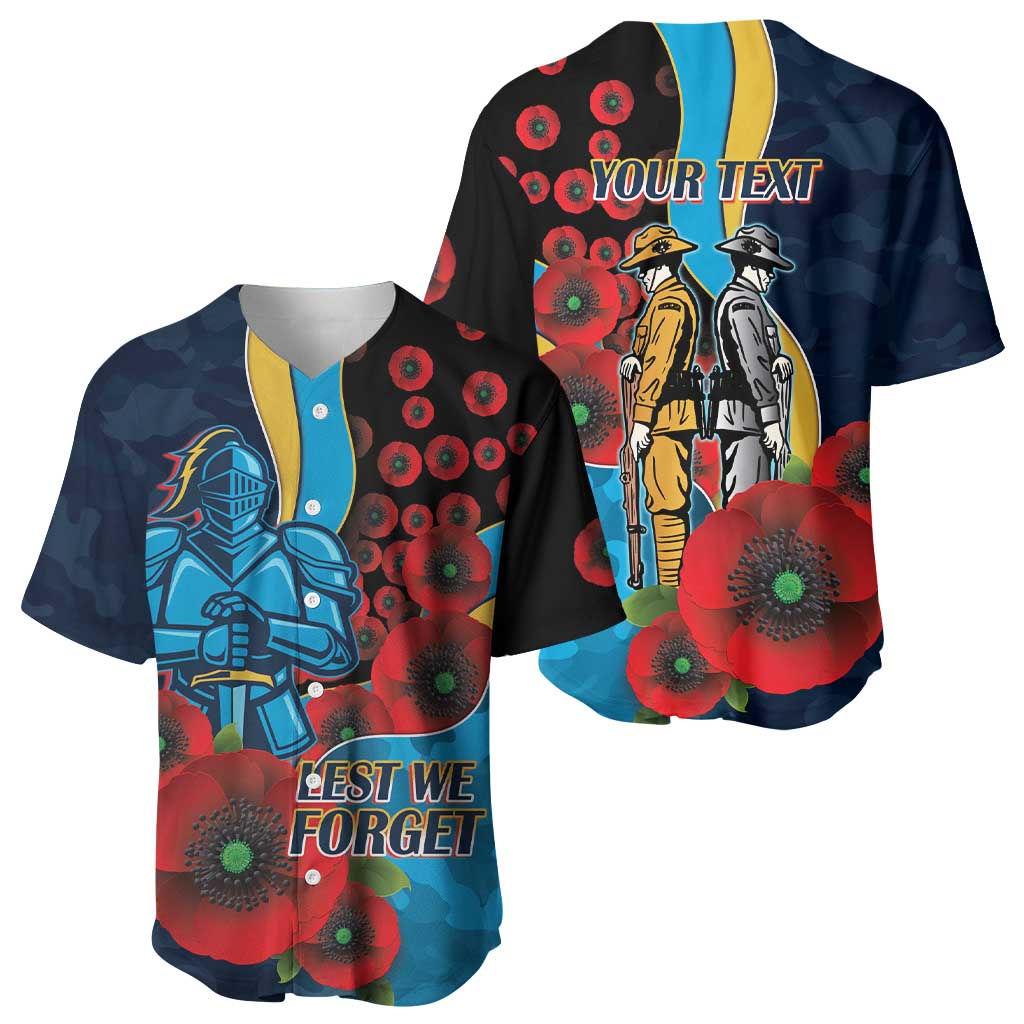Gold Coast Titans ANZAC Personalised Baseball Jersey Lest We Forget Poppy Camo