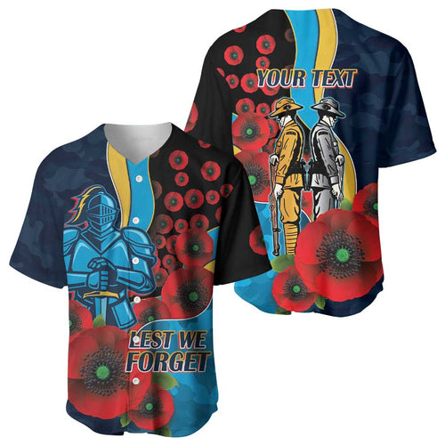 Gold Coast Titans ANZAC Personalised Baseball Jersey Lest We Forget Poppy Camo