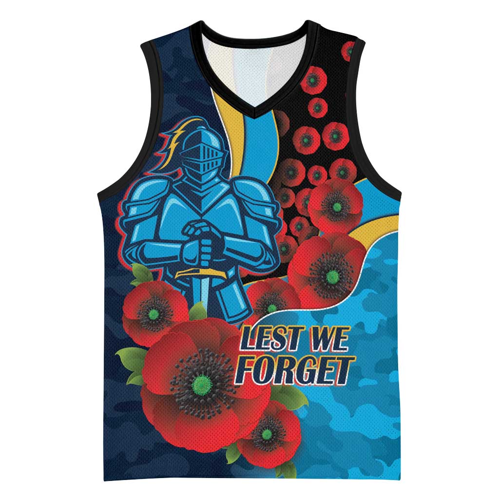Gold Coast Titans ANZAC Personalised Basketball Jersey Lest We Forget Poppy Camo