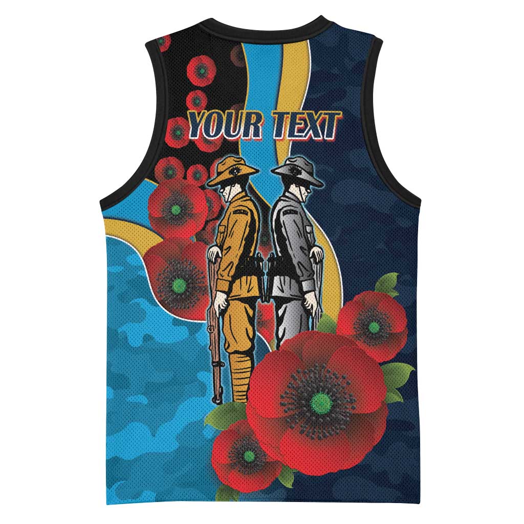 Gold Coast Titans ANZAC Personalised Basketball Jersey Lest We Forget Poppy Camo