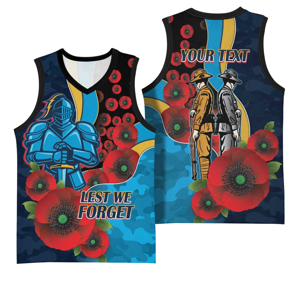 Gold Coast Titans ANZAC Personalised Basketball Jersey Lest We Forget Poppy Camo