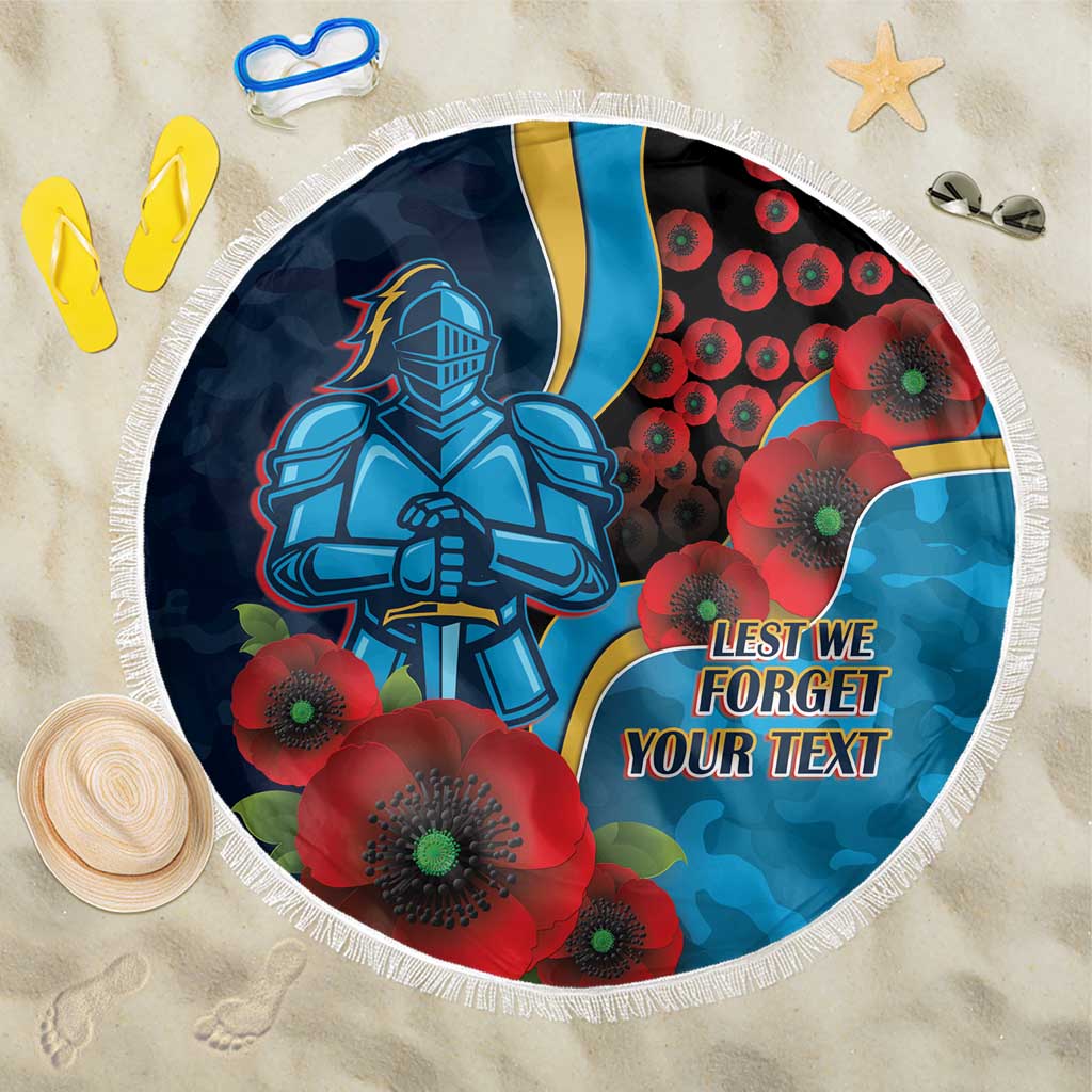 Gold Coast Titans ANZAC Personalised Beach Blanket Lest We Forget Poppy Camo