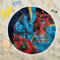 Gold Coast Titans ANZAC Personalised Beach Blanket Lest We Forget Poppy Camo