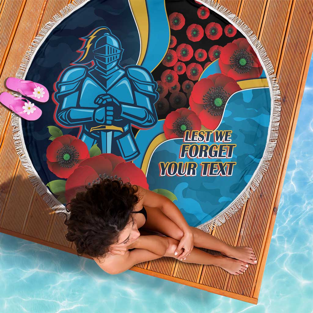 Gold Coast Titans ANZAC Personalised Beach Blanket Lest We Forget Poppy Camo