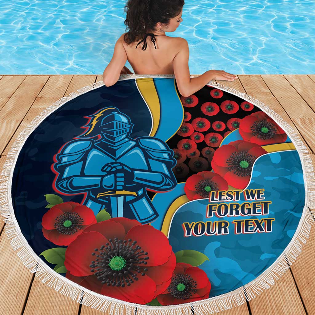 Gold Coast Titans ANZAC Personalised Beach Blanket Lest We Forget Poppy Camo