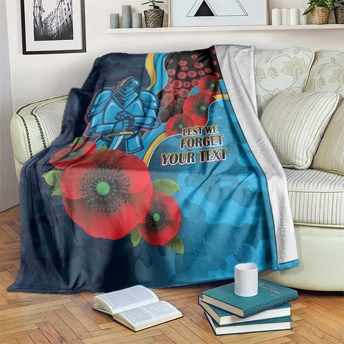 Gold Coast Titans ANZAC Personalised Blanket Lest We Forget Poppy Camo