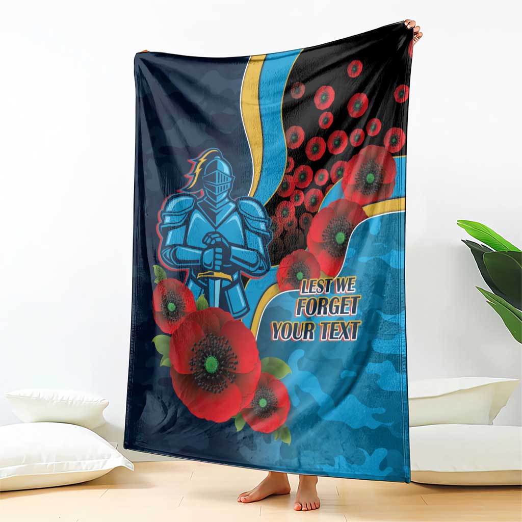 Gold Coast Titans ANZAC Personalised Blanket Lest We Forget Poppy Camo