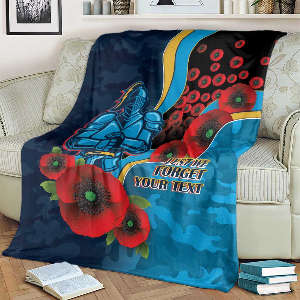 Gold Coast Titans ANZAC Personalised Blanket Lest We Forget Poppy Camo