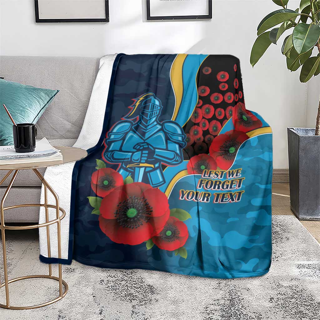 Gold Coast Titans ANZAC Personalised Blanket Lest We Forget Poppy Camo