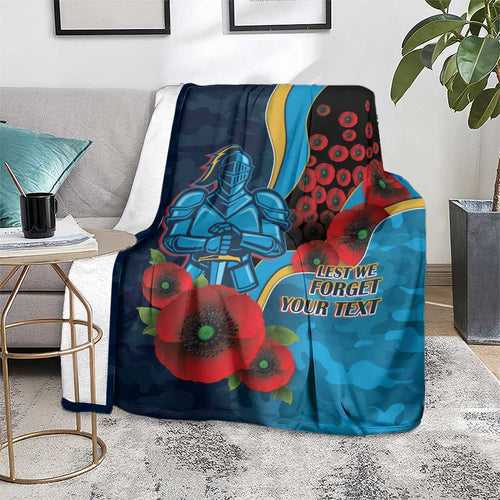 Gold Coast Titans ANZAC Personalised Blanket Lest We Forget Poppy Camo