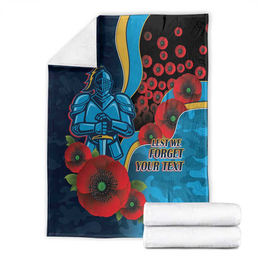 Gold Coast Titans ANZAC Personalised Blanket Lest We Forget Poppy Camo