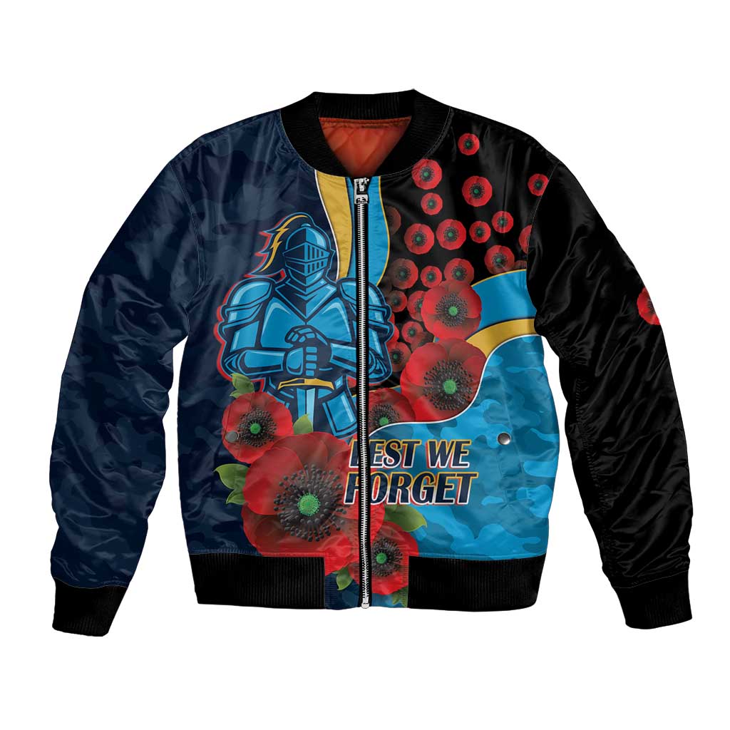 Gold Coast Titans ANZAC Personalised Bomber Jacket Lest We Forget Poppy Camo