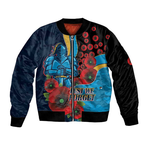 Gold Coast Titans ANZAC Personalised Bomber Jacket Lest We Forget Poppy Camo