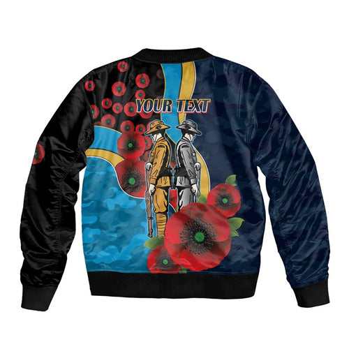 Gold Coast Titans ANZAC Personalised Bomber Jacket Lest We Forget Poppy Camo