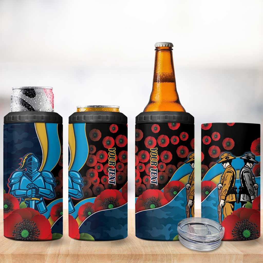 Gold Coast Titans ANZAC Personalised 4 in 1 Can Cooler Tumbler Lest We Forget Poppy Camo