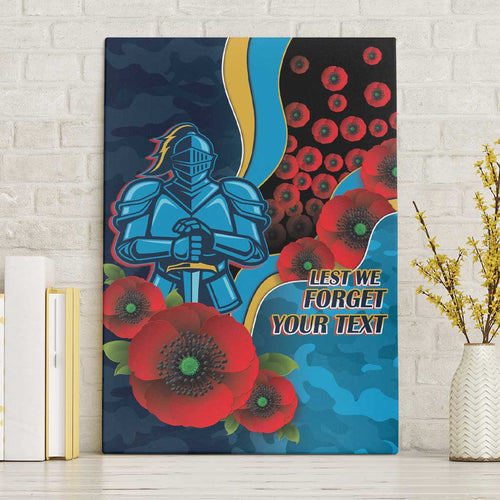 Gold Coast Titans ANZAC Personalised Canvas Wall Art Lest We Forget Poppy Camo
