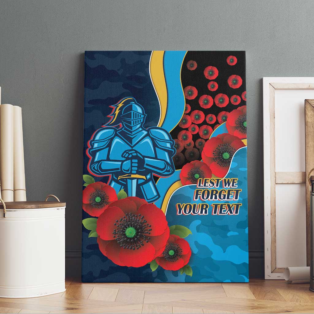Gold Coast Titans ANZAC Personalised Canvas Wall Art Lest We Forget Poppy Camo