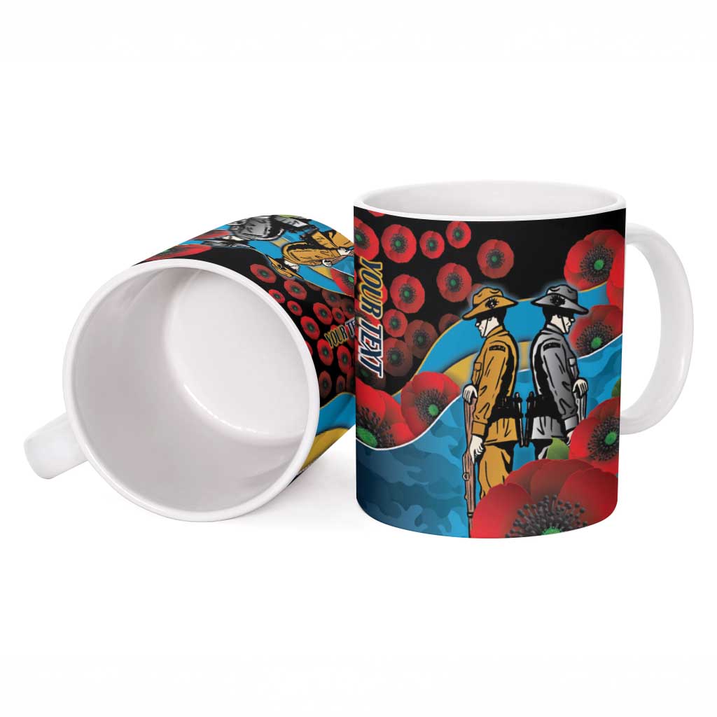 Gold Coast Titans ANZAC Personalised Ceramic Mug Lest We Forget Poppy Camo