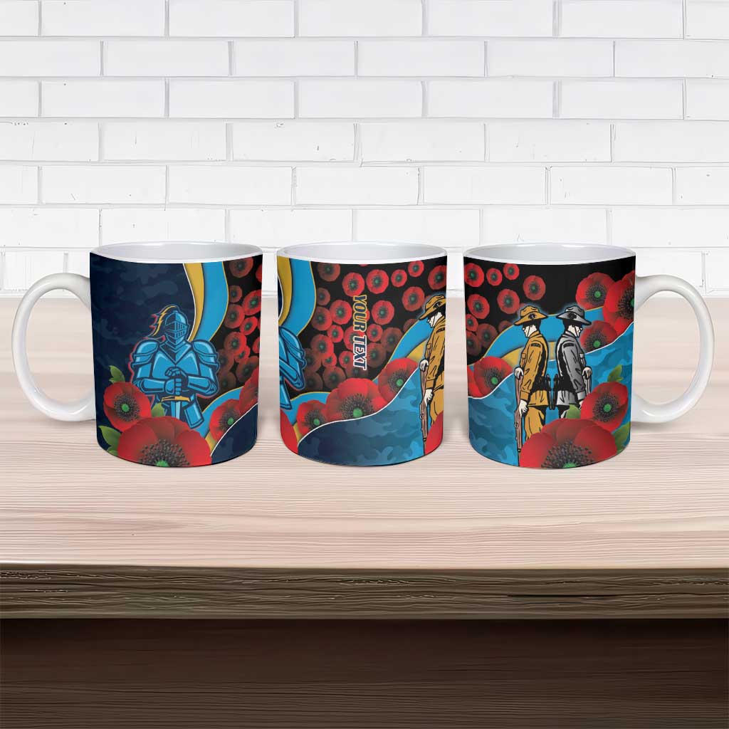 Gold Coast Titans ANZAC Personalised Ceramic Mug Lest We Forget Poppy Camo