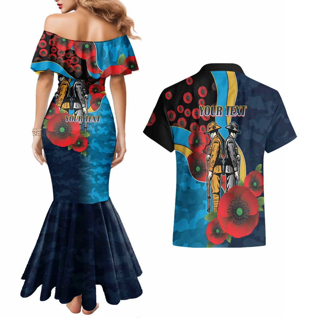 Gold Coast Titans ANZAC Personalised Couples Matching Mermaid Dress and Hawaiian Shirt Lest We Forget Poppy Camo