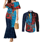 Gold Coast Titans ANZAC Personalised Couples Matching Mermaid Dress and Long Sleeve Button Shirt Lest We Forget Poppy Camo