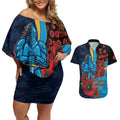 Gold Coast Titans ANZAC Personalised Couples Matching Off Shoulder Short Dress and Hawaiian Shirt Lest We Forget Poppy Camo