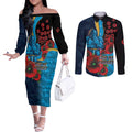 Gold Coast Titans ANZAC Personalised Couples Matching Off The Shoulder Long Sleeve Dress and Long Sleeve Button Shirt Lest We Forget Poppy Camo