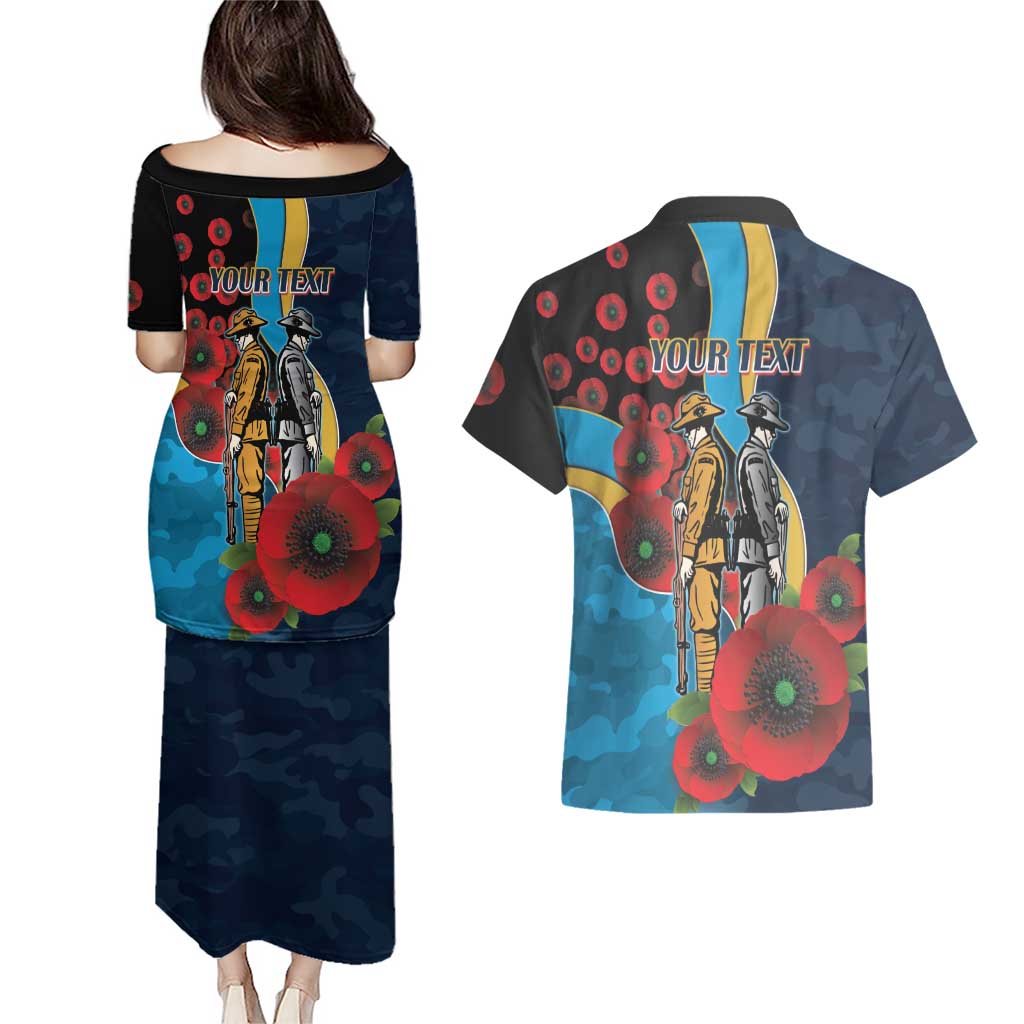 Gold Coast Titans ANZAC Personalised Couples Matching Puletasi and Hawaiian Shirt Lest We Forget Poppy Camo