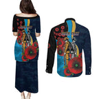 Gold Coast Titans ANZAC Personalised Couples Matching Puletasi and Long Sleeve Button Shirt Lest We Forget Poppy Camo