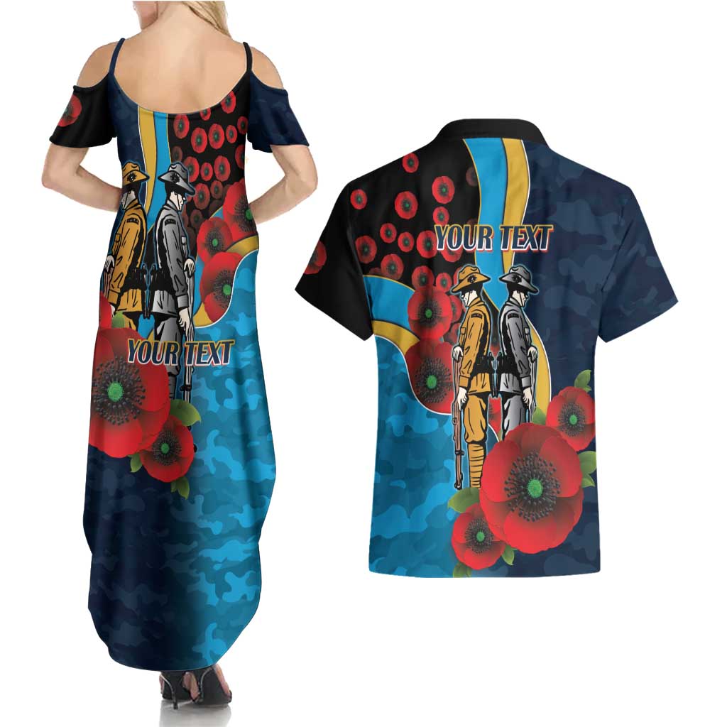 Gold Coast Titans ANZAC Personalised Couples Matching Summer Maxi Dress and Hawaiian Shirt Lest We Forget Poppy Camo