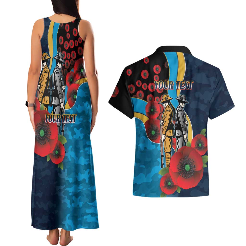 Gold Coast Titans ANZAC Personalised Couples Matching Tank Maxi Dress and Hawaiian Shirt Lest We Forget Poppy Camo