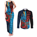 Gold Coast Titans ANZAC Personalised Couples Matching Tank Maxi Dress and Long Sleeve Button Shirt Lest We Forget Poppy Camo