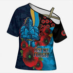 Gold Coast Titans ANZAC Personalised Cross Shoulder Shirt Lest We Forget Poppy Camo