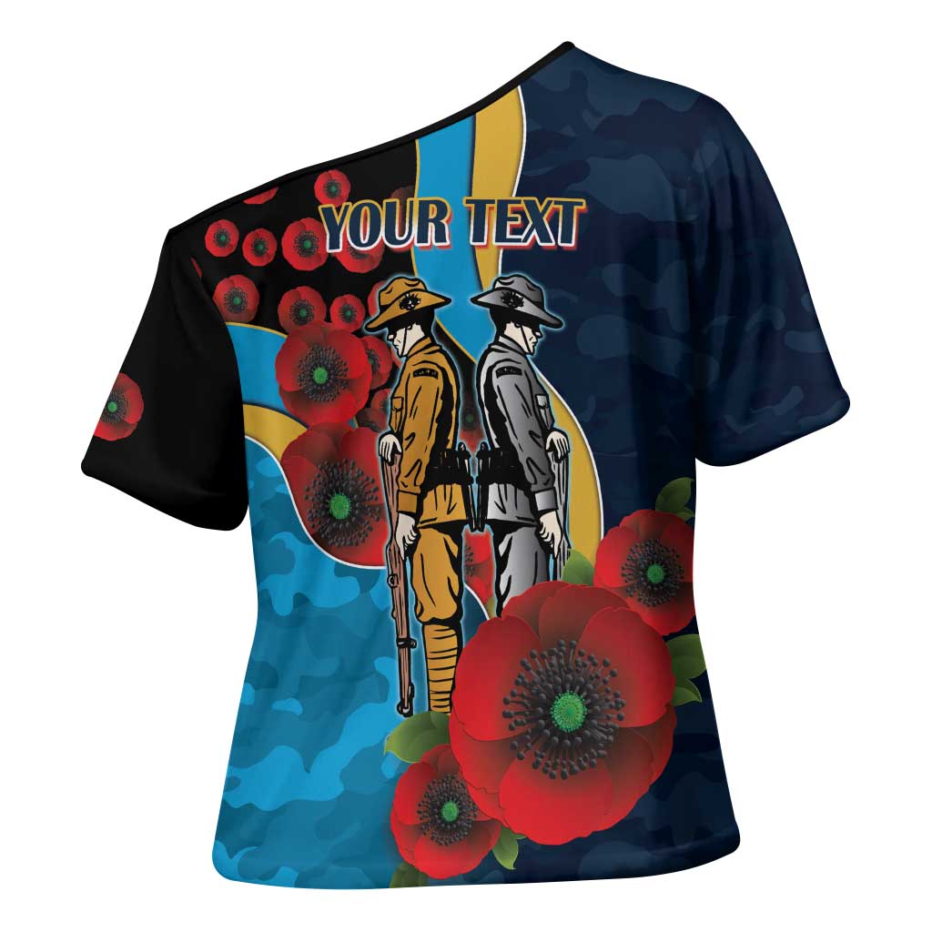 Gold Coast Titans ANZAC Personalised Cross Shoulder Shirt Lest We Forget Poppy Camo