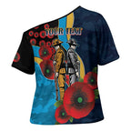 Gold Coast Titans ANZAC Personalised Cross Shoulder Shirt Lest We Forget Poppy Camo
