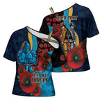 Gold Coast Titans ANZAC Personalised Cross Shoulder Shirt Lest We Forget Poppy Camo