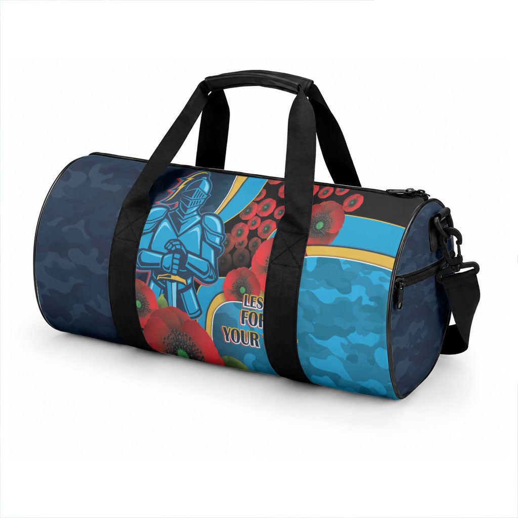 Gold Coast Titans ANZAC Personalised Duffle Bag Lest We Forget Poppy Camo