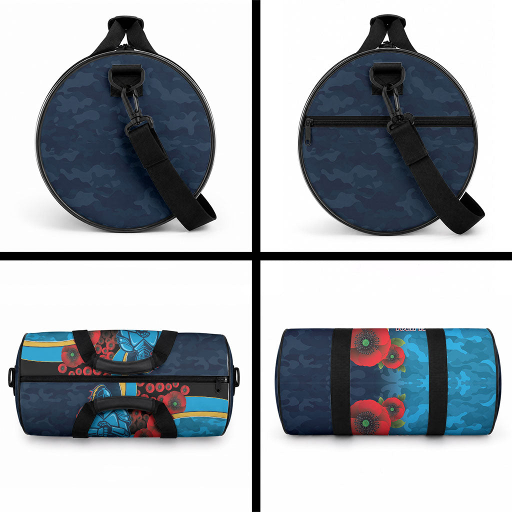 Gold Coast Titans ANZAC Personalised Duffle Bag Lest We Forget Poppy Camo